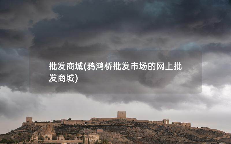 批发商城(鸦鸿桥批发市场的网上批发商城)
